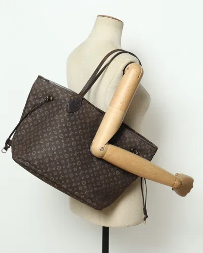 Pre-owned Louis Vuitton Neverfull Idylle Monogram Mini Lin Mm Tote Bag In Brown