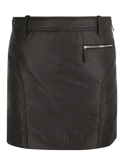 Khaite Black Mitsi Nylon Mini Skirt In Black