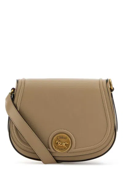 Chloé Borsa A Tracolla Horse Medal In Pelle Cappuccino  Donna