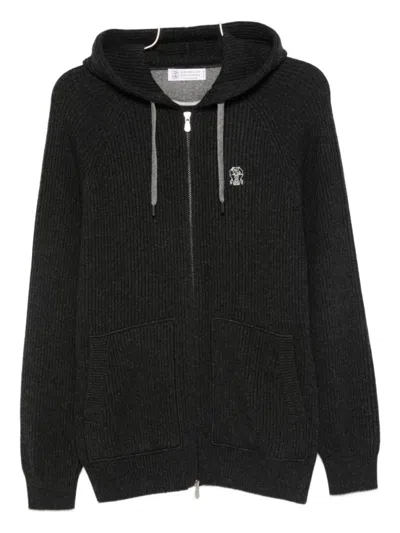 Brunello Cucinelli Cashmere Zip-up Hoodie Featuring Drawstring Hood