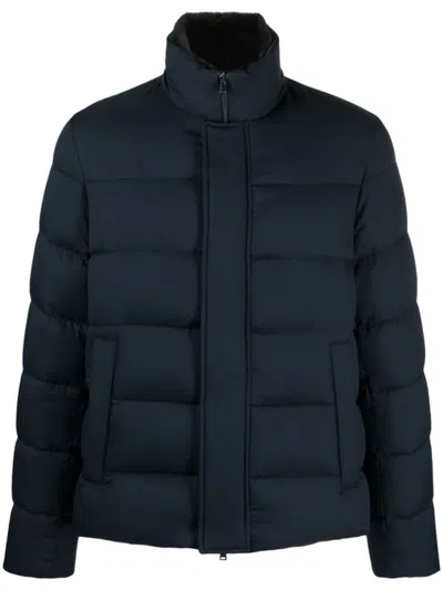 Herno Short Down Jacket With Detachable Fur Insert In Black