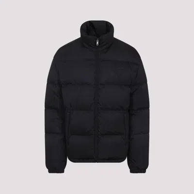 Prada Quilted Nylon Jacket Zip Pockets In Black