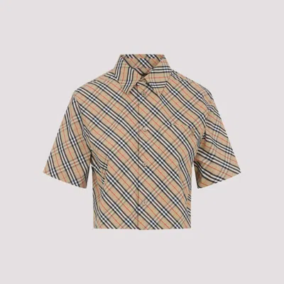 Burberry Vintage Check Cropped Shirt In Brown