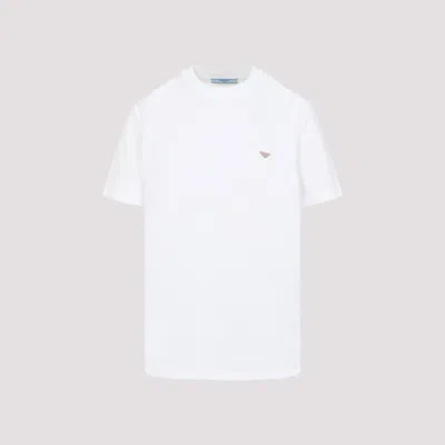 Prada Triangle Logo Cotton T-shirt In White