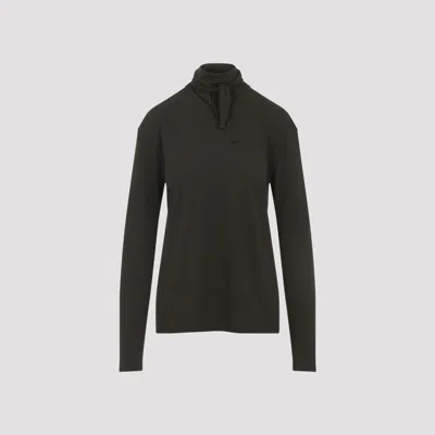 Lemaire Long Sleeve Scarf Collar T-shirt In Black