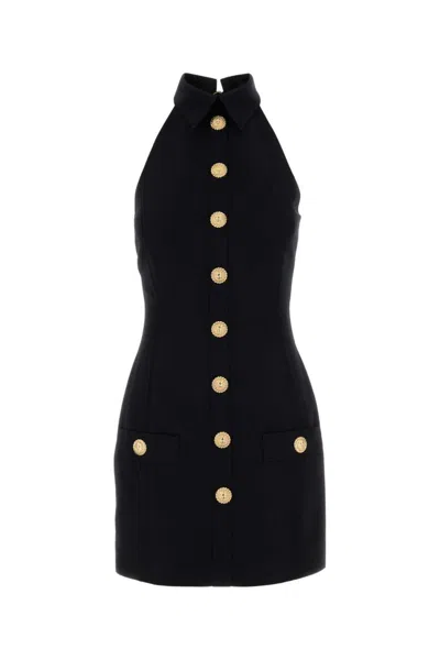 Balmain Black Wool Mini Dress