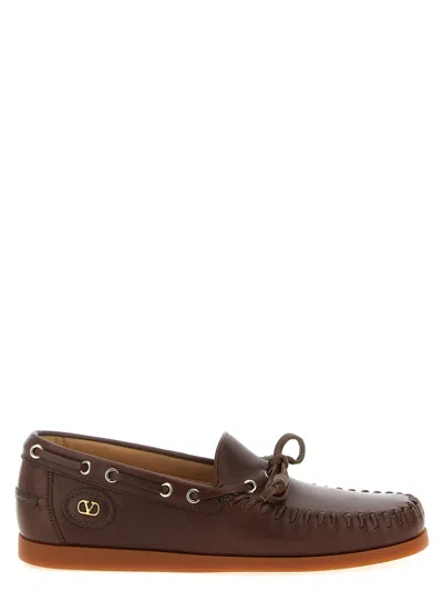 Valentino Garavani Brown Leather Palm Avenue Loafers