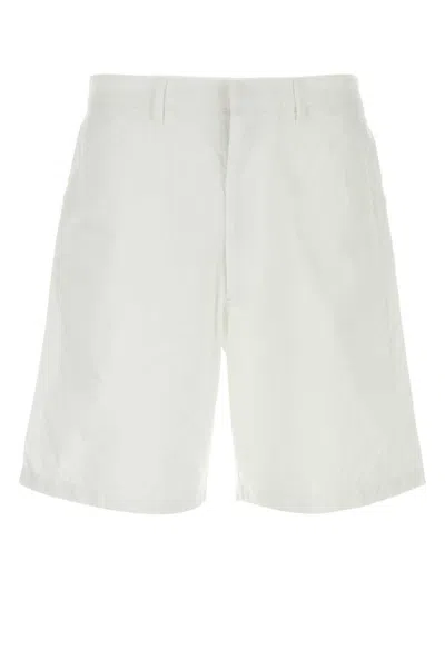 Prada Men White Oxford Bermuda Shorts In White