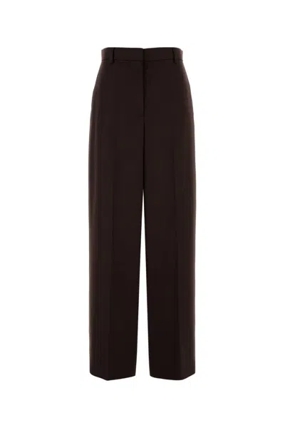 Stella Mccartney Dark Brown Pleated Straight-leg Trousers In Brown