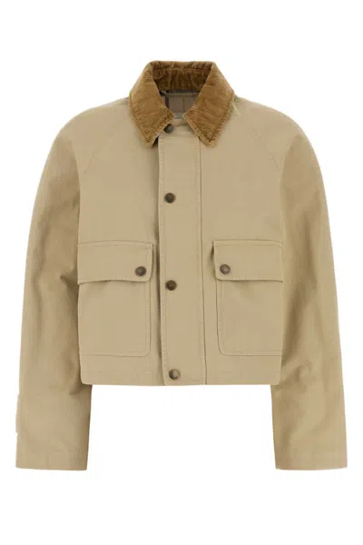 Burberry Cropped Beige Coat With Corduroy Collar