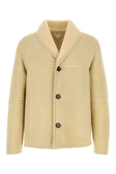 Bottega Veneta Shearling Jacket With Front Pockets And Long Sleeves In Neutral