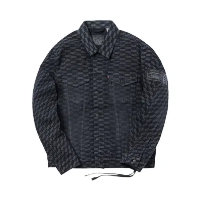 Pre-owned Kith For Levi's Damn Straight Aop Trucker Jacket 'black' | Men's Size Xs