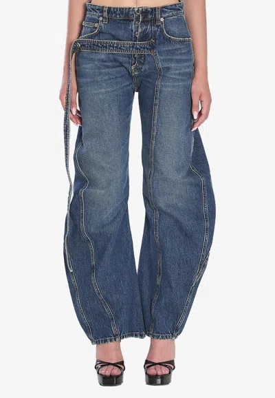 Jean Paul Gaultier Strap Jeans In Denim In Blue