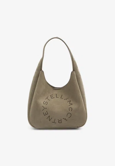 Stella Mccartney Studded Logo Suede Hobo Bag