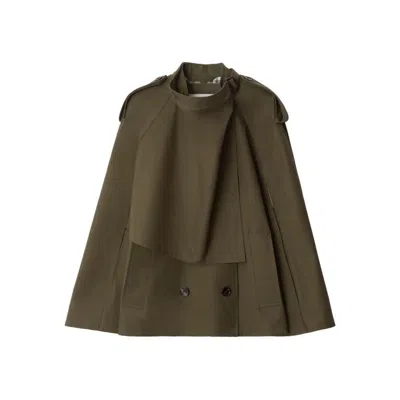 Burberry Double-breasted Cape Trench In Green
