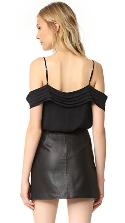 Shop Alexander Wang T Pleated Off Shoulder Silk Top In Black