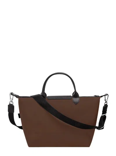 Longchamp 'le Pliage Energy' Brown Large Handbag With Adjustable And Removable Shoulder Bag And Embossed Logo 