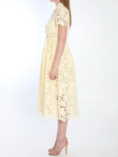 Self-portrait Yellow Lace Midi Dress In Yellow