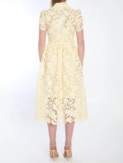 Self-portrait Yellow Lace Midi Dress In Yellow