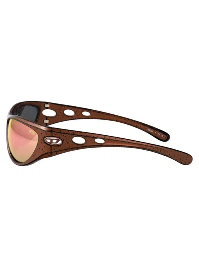 Diesel Bronze Barrelling Black Acetate Sunglasses In Brown