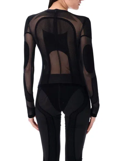 Misbhv Flock Mesh Sport Longsleeve Top In Black