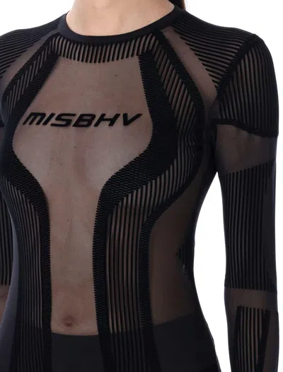 Misbhv Flock Mesh Sport Longsleeve Top In Black