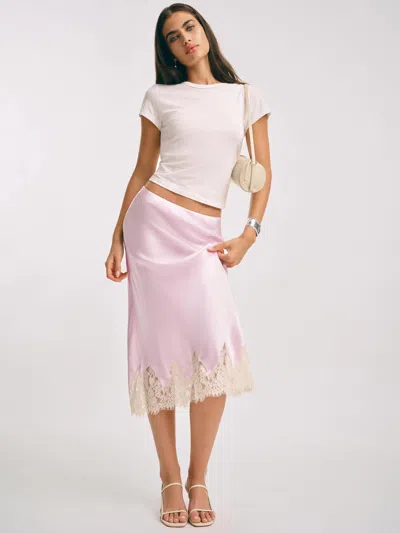 Reformation Carolina Silk Skirt In Pink