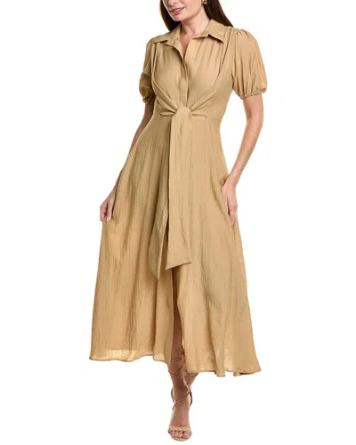 Bgl Tie Front Midi Shirtdress In Brown