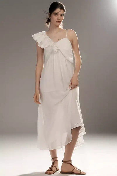 Let Me Be Asymmetrical 3d Floral Midi Dress