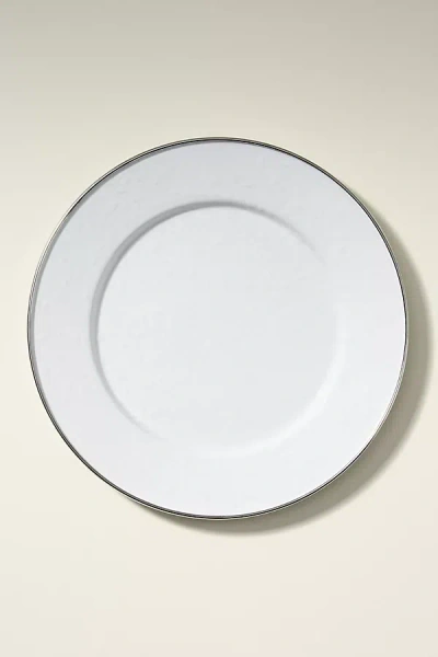 Golden Rabbit Swirl Enamel Dinner Plate In White