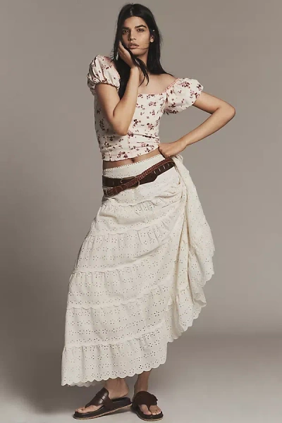 Rixo London Ripeka Tiered Eyelet Maxi Skirt