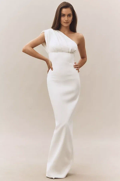 Rachel Gilbert Winnie Ruched One-shoulder Maxi Dress