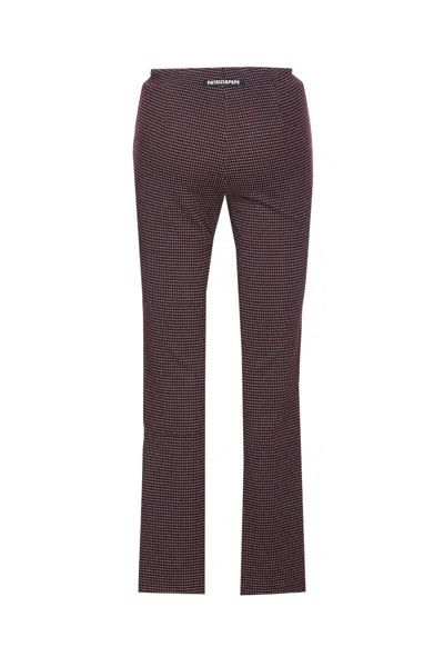 Patrizia Pepe Geometric-pattern Zip-detail Trousers In Brown
