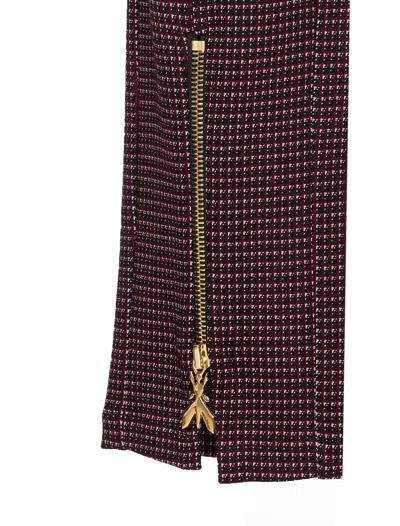 Patrizia Pepe Geometric-pattern Zip-detail Trousers In Brown