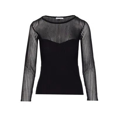 Patrizia Pepe Ribbed Transparent Knitwear In Black