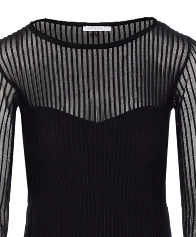 Patrizia Pepe Ribbed Transparent Knitwear In Black