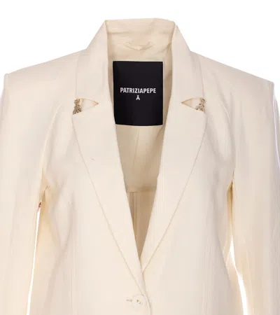 Patrizia Pepe Ivory Jacket With Frontal Buttons Closure In Neutral