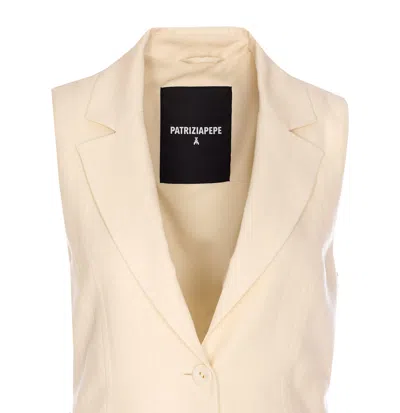 Patrizia Pepe Ivory Vest With Frontal Buttons Closure