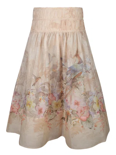Zimmermann Multicolor Floral Midi Skirt
