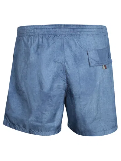 Canali Blue Microfiber Boxer Swim Shorts