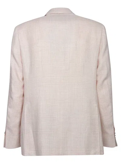Canali White/pink Wool And Linen Jacket In Neutral