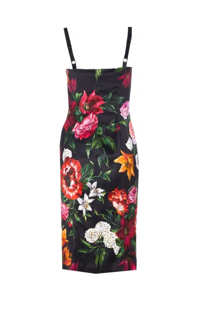 Dolce & Gabbana Anemone Floral Satin Bustier Dress In Multi