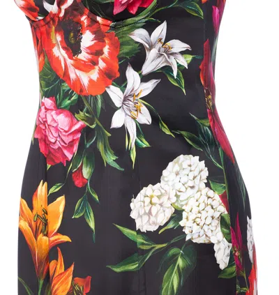 Dolce & Gabbana Anemone Floral Satin Bustier Dress In Multi
