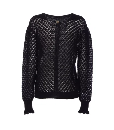 Twinset Open-knit Ruffled-cuff Sweater