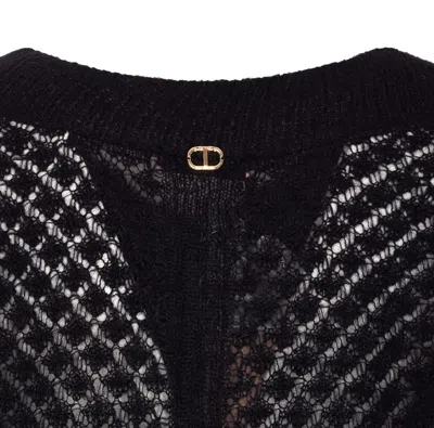Twinset Open-knit Ruffled-cuff Sweater
