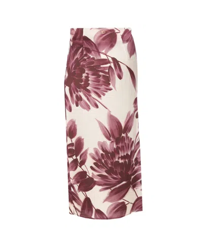 Twinset Floral Skirt In Neutral