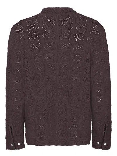 Séfr Myles Brown Knitted Cotton Shirt In Brown
