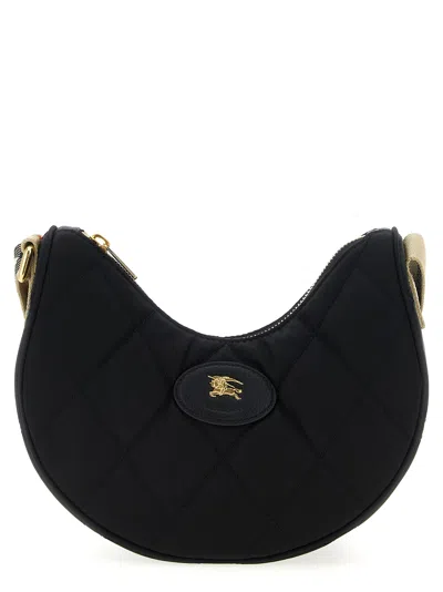 Burberry Curved Quilted Black Handbag With Gold-tone Hardware In Gray