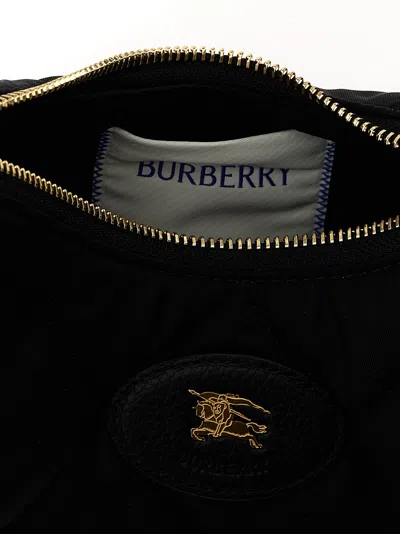 Burberry Curved Quilted Black Handbag With Gold-tone Hardware In Gray