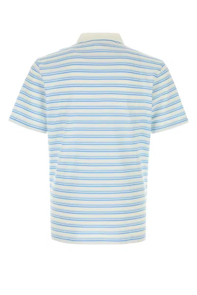 Prada Embroidered Piquet Polo Shirt In Blue